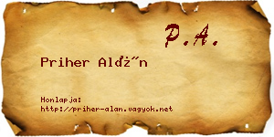 Priher Alán névjegykártya